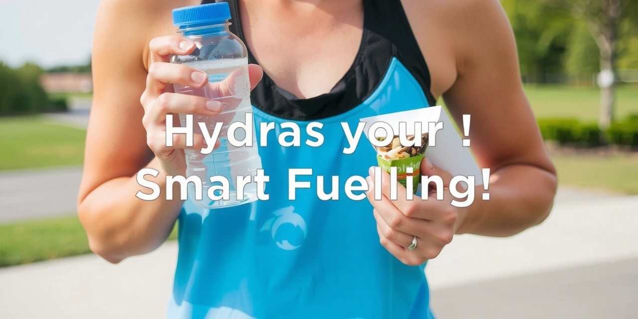 A person exercising with a water bottle and healthy snack, emphasizing hydration and smart snacking during physical activity.